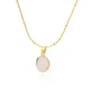 Wholesale PVD Coated Real Gold Plated Geometric 304 Stainless Steel Cat's Eye Stone Elegant Sweet Waterproof Non Tarnish 304 Stainless Steel Lobster Trigger Clasp Closure Pendant Necklace