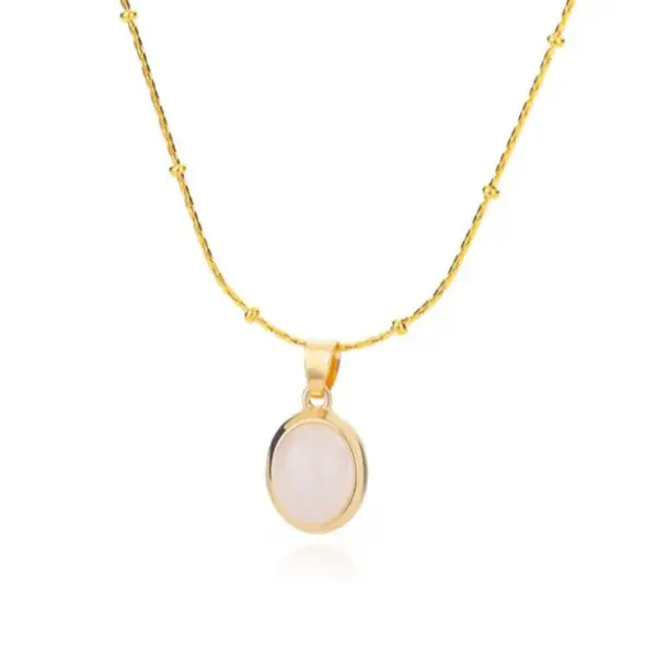 Wholesale PVD Coated Real Gold Plated Geometric 304 Stainless Steel Cat's Eye Stone Elegant Sweet Waterproof Non Tarnish 304 Stainless Steel Lobster Trigger Clasp Closure Pendant Necklace