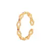 Wholesale Geometric Open Rings For Women In Copper With 14K Real Gold Plating And Red Zircon Inlay