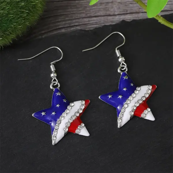 oly-b134a3fd7e7c5748ab215a29da7be841 Wholesale 1 Pair Classic Style Star American Flag Plating Zinc Alloy Drop Earrings