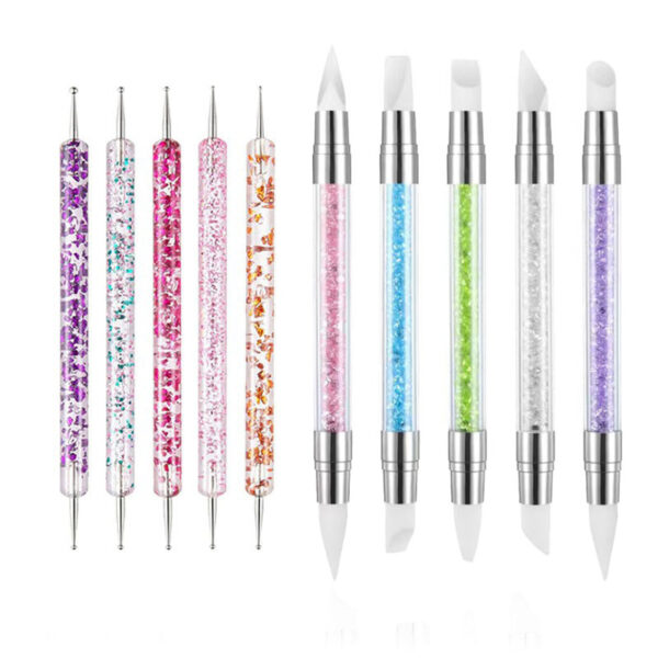 Wholesale Factory wholesale log point drill pen 5 double head point ball pen indentation pen acrylic point flower pen nail pen suit