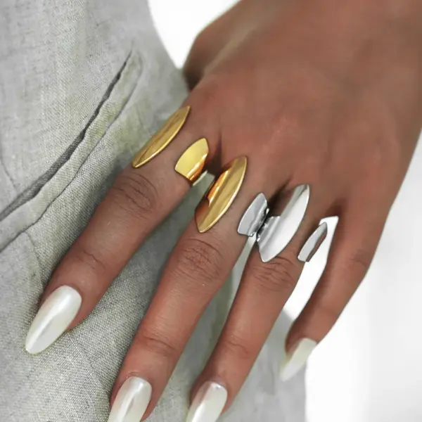 oly-b13e01018bef8053c2db93cabcda3214 Wholesale PVD Coated Real Gold Plated 18K Gold Geometric 304 Stainless Steel Casual Simple Style Waterproof Non Tarnish Open Rings