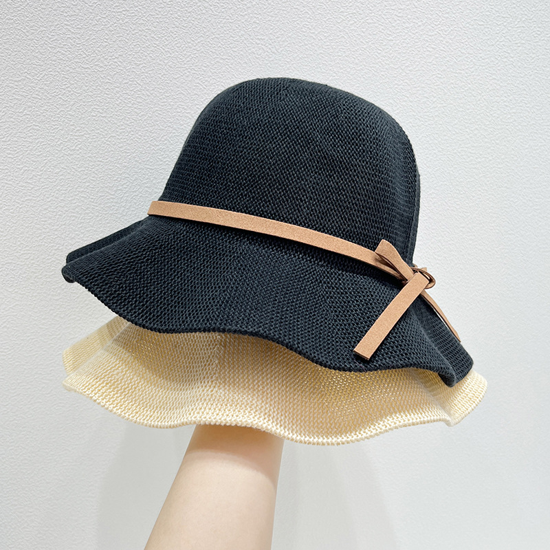 Wholesale Hat Women's Spring and Summer Sunshade Fashion Fisherman Hat Elegant Elegant Casual Travel Sunscreen Hat White All-Match Small Top Hat