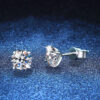Wholesale Silver stud earrings, four-prong, one-carat moissanite stud earrings
