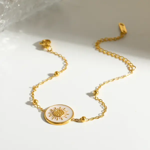 Wholesale Sun Independence Day Jewelry Set For Unisex Featuring 304 Stainless Steel With 18K Real Gold Plated Ball Chain