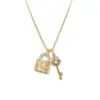 Wholesale Asymmetrical Key Necklace For Women In 304 Stainless Steel With 18K Real Gold Plating And Rhinestone Inlay, PVD Coated Cable Chain