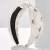 Wholesale Solid Color Pearl Decorated American Flag Wide Edge Fabric Hair Accessories Women's Headband Black White Red Green Gold