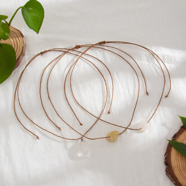 Wholesale Retro Ethnic Style Irregular Gravel Pendant Necklace Adjustable Wax Line Crystal Tassel Necklace