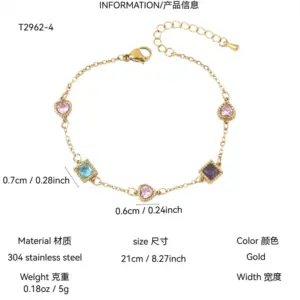 Square Heart Zircon Bracelet