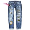 oly-b1b347be97b1f1fde0102465ed65c047 Wholesale Fashion Women’s Mid-waist straight jeans women’s ripped fashion printed jeans Women’s