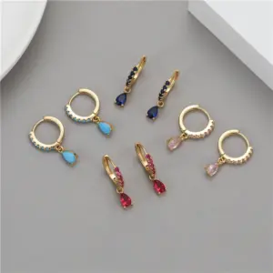 Wholesale Round Copper Earrings For Women With 14K Real Gold Plated Electroplated Finish, 925 Sterling Silver Posts, And Zircon Inlay