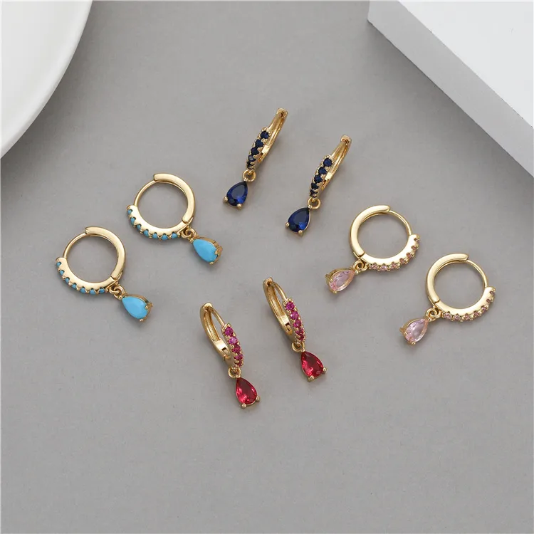 Wholesale Round Copper Earrings For Women With 14K Real Gold Plated Electroplated Finish, 925 Sterling Silver Posts, And Zircon Inlay