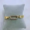 Wholesale Oval Electroplated Copper Bracelet For Women With 18K Real Gold Water Plating And Zircon Inlay, Featuring Round Bead Woven Chain