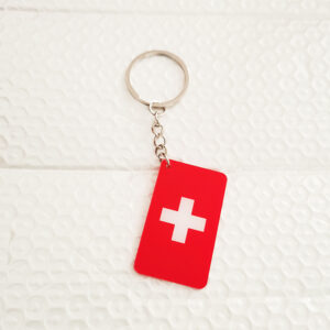 Swiss flag keychain pendant