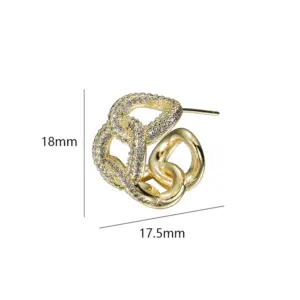 Wholesale New Style Geometric Stud Earrings For Women In 14K Real Gold Plated Copper With 925 Sterling Silver Posts And Zircon Inlay