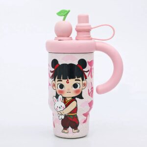 Double drink nezha cup 316-heart-beating powder 800ml / Single cup with pattern