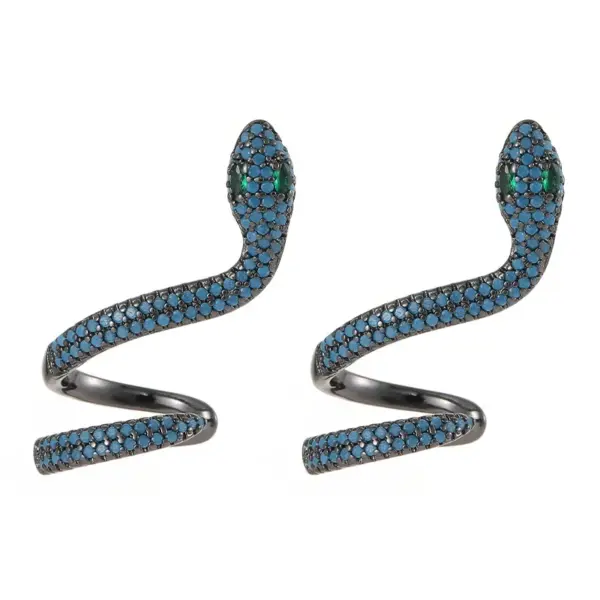 Wholesale Three-dimensional Snake Stud Earrings For Women With 925 Sterling Silver Posts, Copper Base, Gold Plating, Rhinestone Inlay