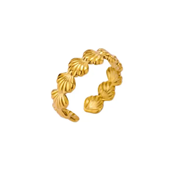 Wholesale 304 Stainless Steel Copper Starfish Heart Shape Shell PVD Coated Real Gold Plated Simple Style Waterproof Non Tarnish Plating Open Rings