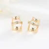Wholesale Geometric Stud Earrings In Copper With Zircon Inlay, Featuring 925 Sterling Silver Ear Pins, Available In Gold With Simple Style