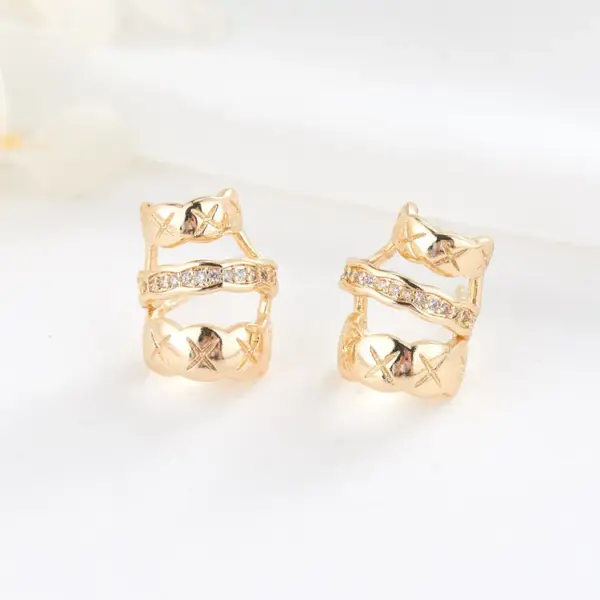 Wholesale Geometric Stud Earrings In Copper With Zircon Inlay, Featuring 925 Sterling Silver Ear Pins, Available In Gold With Simple Style
