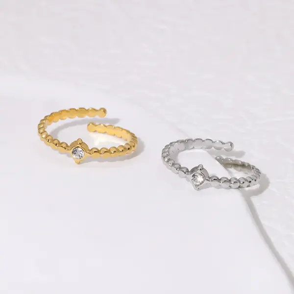 Wholesale PVD Coated Real Gold Plated Geometric 304 Stainless Steel Casual Simple Style Waterproof Non Tarnish Open Rings