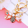 oly-b1f0683cae7aad42636329596af6df1a Wholesale Diamond-Encrusted Little Bee Insect Car Keychain Metal Cute Women's Bag Pendant Key Chain Ring Creative Gift