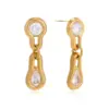 Wholesale Geometric Earrings For Women In Waterproof 304 Stainless Steel With 18K Gold Plated PVD Coating And Zircon Inlay