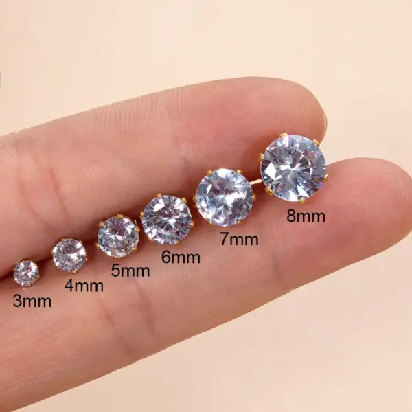 Wholesale 1 Piece Ear Cartilage Rings & Studs Simple Style Classic Style Geometric Round 316L Stainless Steel Waterproof Non Tarnish Surgical Steel Zircon
