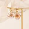 Wholesale Waterproof Non Tarnish Flowers Earrings For Women, 18K Real Gold Plated With Zircon Inlay, PVD Coated 304 Stainless Steel