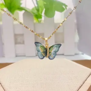 X5501# Gradient Dream Color Butterfly Necklace