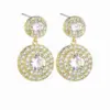 Wholesale 1 Pair Modern Style Round Plating Inlay Copper Zircon 18K Gold Plated White Gold Plated Drop Earrings