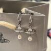 Wholesale Western Queen Mother Vintage French Saturn Water Drops Baroque Pearl UFO Valentine's Day Gift Light Luxury Earrings