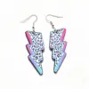 oly-b234fd4942708b4538222599c0b016e8 Wholesale 1 Pair Cute Sweet Printing American Flag Lightning Arylic Metal Drop Earrings
