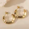 Wholesale Stainless Steel Titanium Open Ring Earrings Women Non-Fading Luxury Geometric Pattern Vacuum Plated 18K Gold Ear Jewelry