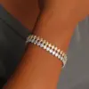 Wholesale Adjustable French Style Full Drill 5mm Oval Zircon Single Row Women's Bracelet Elegant Travel Jewelry Stainless Steel 18K Gold Plated