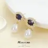 Wholesale Flowers Stud Earrings For Women With Copper Bezel Setting And Zircon Inlay, Featuring 925 Sterling Silver Posts