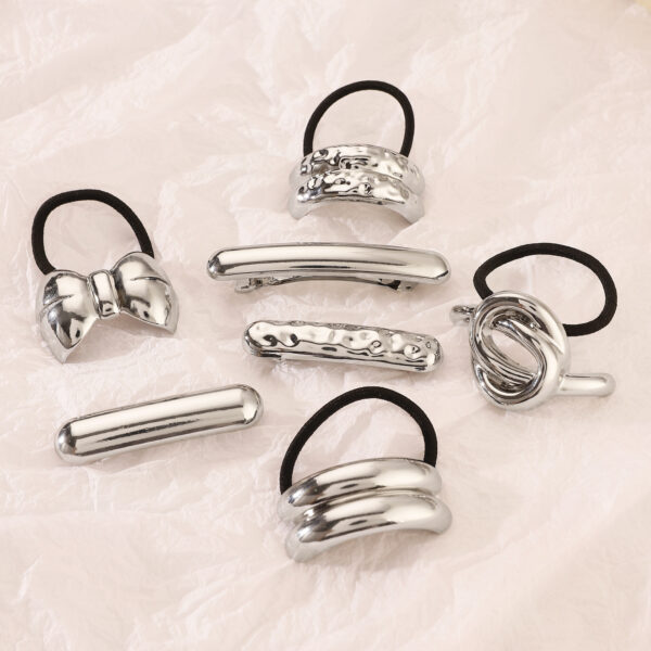 Wholesale Retro Alloy Geometric Concave and Convex Elastic Hair Tie Elegant Hairpin Versatile Hair Rope Retro Headband
