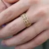 Wholesale Geometric Claw Setting Ring For Women In Copper With KC Golden Water Plating And Zircon Inlay