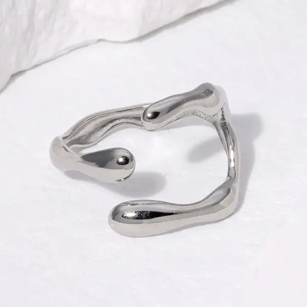 Wholesale PVD Coated Real Gold Plated 18K Gold Geometric 304 Stainless Steel Simple Style Waterproof Non Tarnish Open Rings