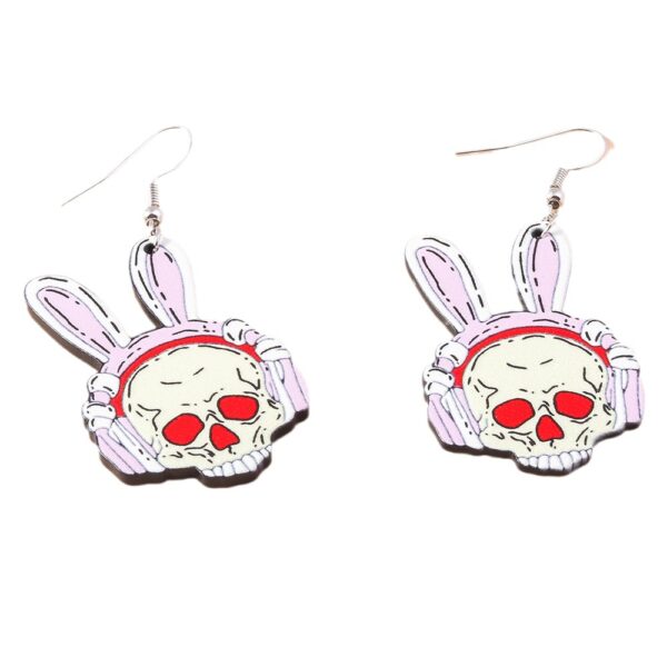 oly-b26c8c3214e568d9f07f91de6c9f9cf0 Wholesale jewelry Halloween series skull rabbit earrings creative design cartoon earrings pendant