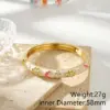 Wholesale Electroplated Flowers Bangle For Women In 304 Stainless Steel With 18K Real Gold Water Plating And Rhinestone Inlay