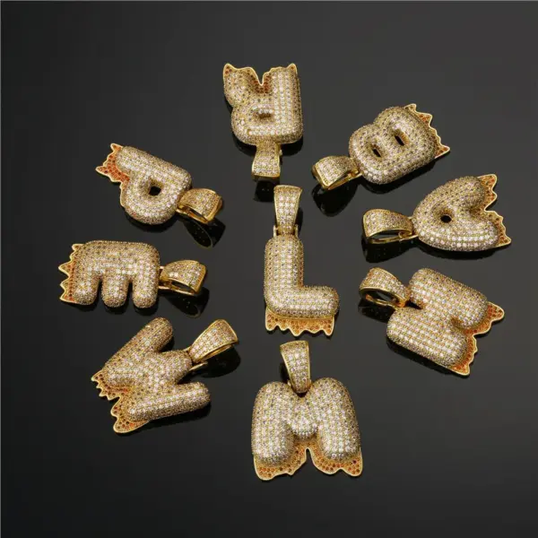Wholesale Magma ABC Letter Pendant Necklace Zircon Gemstone Accessories Unisex Rose Gold Copper Material Brass Pendant