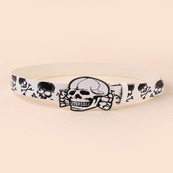 oly-b28f8c6477219bb439a7de698aa71b14 Wholesale Manufacturer Belts, Fashionable Skull Retro Versatile Printed Ethnic Style Sexy Pu Belts and Waistband
