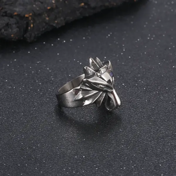 Wholesale 304 Stainless Steel Wolf Head PVD Coated 18K Real Gold Plated Simple Style Waterproof Non Tarnish Polishing Rings