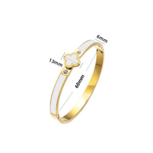 18k four leaf clover bracelet-gold and white
