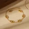 Wholesale Jewelry Casual Simple Style Pig Nose Solid Color 304 Stainless Steel 18K Gold Plated Bracelets Jewelry Set