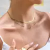 Wholesale Women's Classic Style 18K Gold Plated 304 Stainless Steel Oval Pendant Necklace With White Diamond And Zircon Geometric Pattern (Jewelry) Waterproof And Fade Resistant
