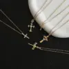 Wholesale 304 Stainless Steel Cross Electroplated Zircon Gold Plated Glam Modern Style Shiny Plating Inlay Gold Necklace