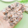 oly-b2b59a6099a8d47a9f456b5cef4f30d4 Wholesale Mix 20 Ancient Silver Retro Zodiac Snake Zinc Alloy Pendant Handmade DIY Bracelet Keychain Jewelry Accessories