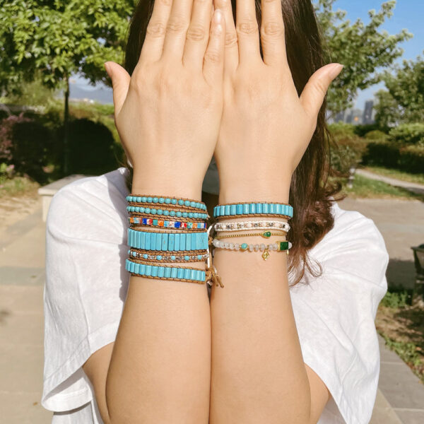 oly-b2b88c5843572a6961e8b1e166d3df64 Wholesale hand-woven turquoise beaded bracelet rope women's multi-layer ethnic wind winding bracelet vintage jewelry